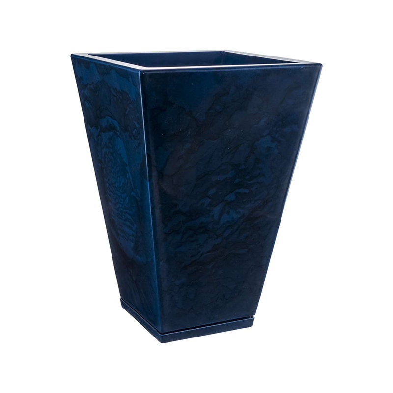 Pot à fleurs en résine Zurique, H 21,65 po x l 14,96 po x 14,96 po, Bleu