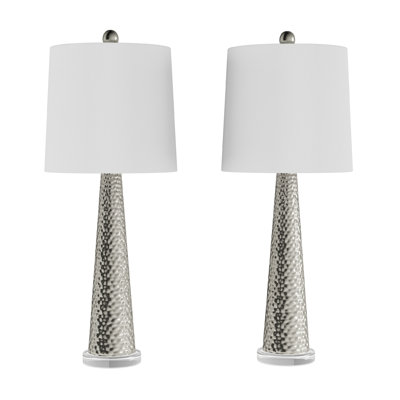Ensemble de 2 lampes de table en verre martelé Orren Ellis pour la chambre à coucher, le salon et le bureau avec ampoules à DEL écoénergétiques