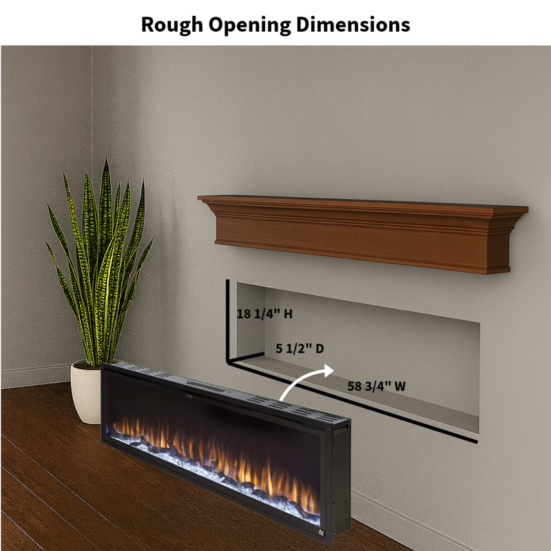 Sideline Elite Smart Electric Fireplace, 19.25" H x 59.75" W x 5.5" D
