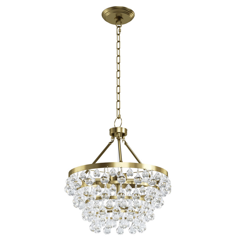 Deonta 4-Light Dimmable Crystal Tiered Chandelier, Polished Brass