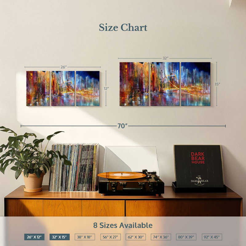 Avery Vibrant Cityscape, 12" H x 26" W