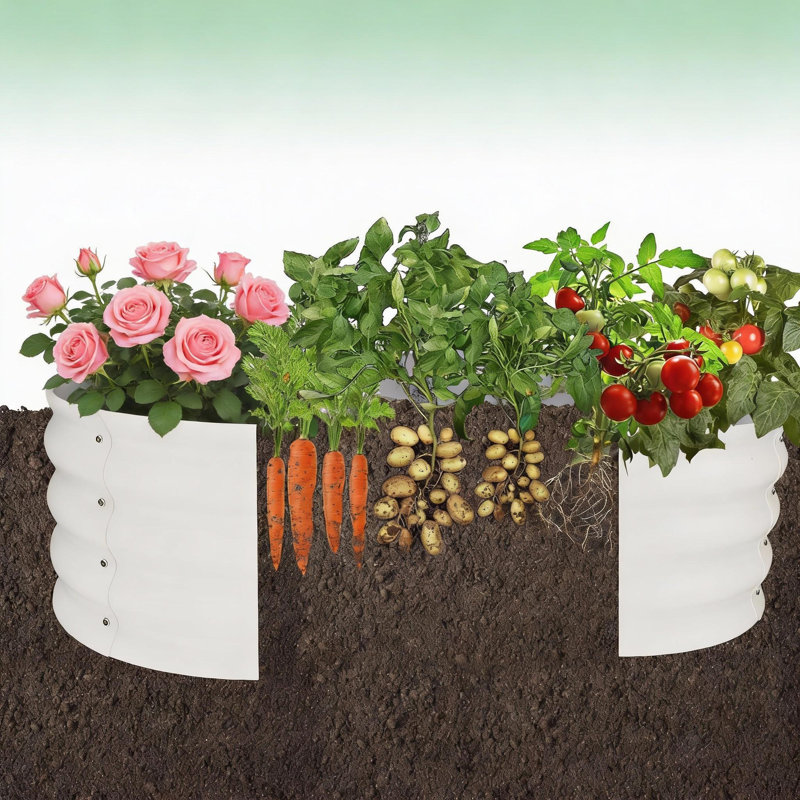 2-Pack Galvanized Raised Garden Beds, With Open Base, Beige