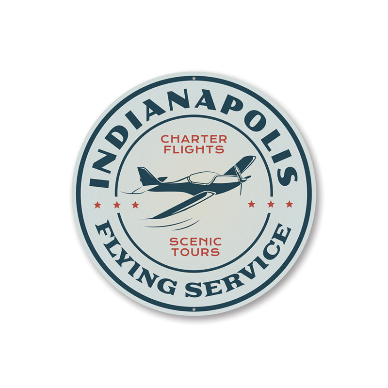 Enseigne en aluminium Indianapolis Flying Service, H 18 po x l 18 po x P 0,06 po