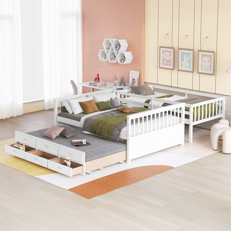 Lit plateforme avec rangement Jarrelle, Blanc