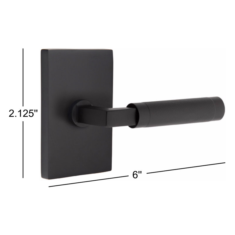 Ensemble de leviers d'intimité Emtek Select avec rosette rectangulaire moderne et tige carrée en L, poignée moletée