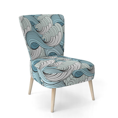 Flowers / Wave inspiration / Marble Pattern - Mid-Century Upholstered Side Chair