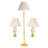 Set Of Three 64" Gold And White Ceramic Bedside Floor And Table Lamp Set With Off White Empire Shade