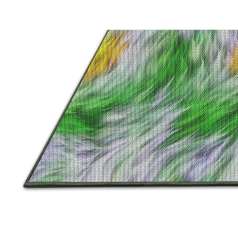 Tapis floral vert / jaune, Rectangle 8 pi x 12 pi