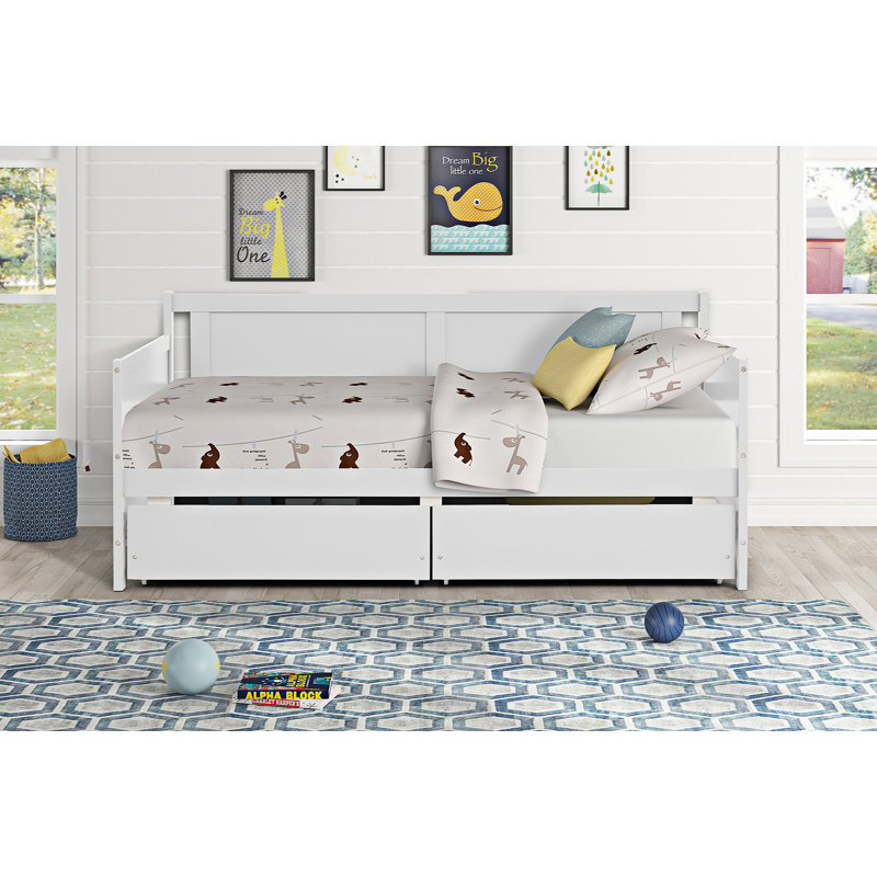 Twin Size Daybed with Two Drawers, White