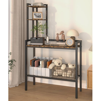 Étagère d'angle à 4 niveaux avec structure en métal, organisateur de rangement autoportant de 56 po pour les livres, les plantes et la décoration, conception peu encombrante pour la chambre à coucher, le salon et le bureau