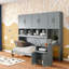 Lit escamotable simple simple avec placard, tiroirs et bureau - gris