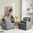 87'W 3-In-1 Convertible Chair Linen Sleeper with Adjustable Backrest and Storage Bag Set Of 2