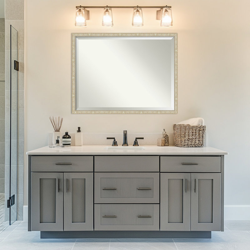 Miroir mural de salle de bain Lila, Silver, 32,5 po x 42,5 po