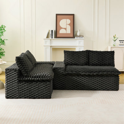 Canapé multifonctionnel luxueux en velours tortue noire (une rangée, côte à côte ou faisant face à une configuration modulaire)