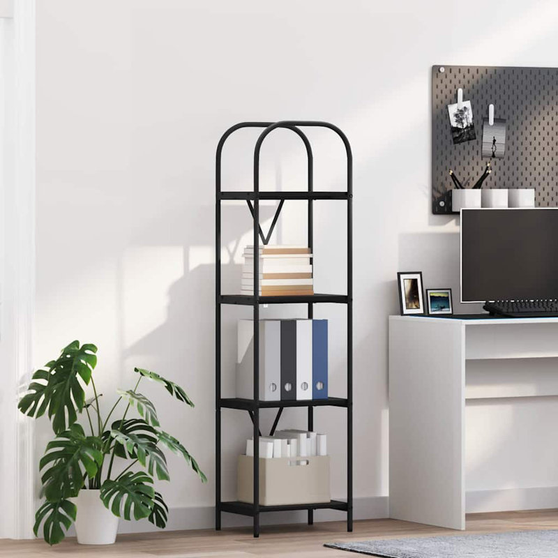 Bookshelf Engineered wood Modern Freestanding Bookshelves Organizer, Black Oak, (4 Shelves) 146cm. H x 40cm. W x 30cm. D