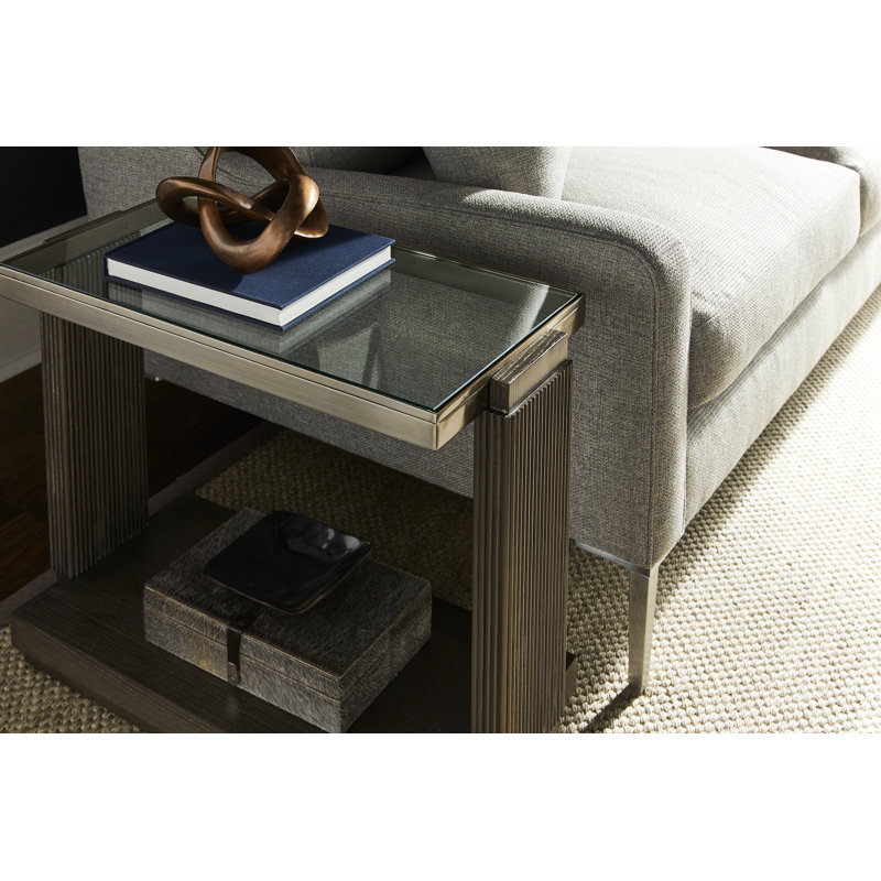 Axis Glass End Table, Dove Gray