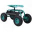 Chariot de jardin roulant avec siège pivotant à 360°, roues et plateau à outils pour le jardinage, vert (reconditionné)