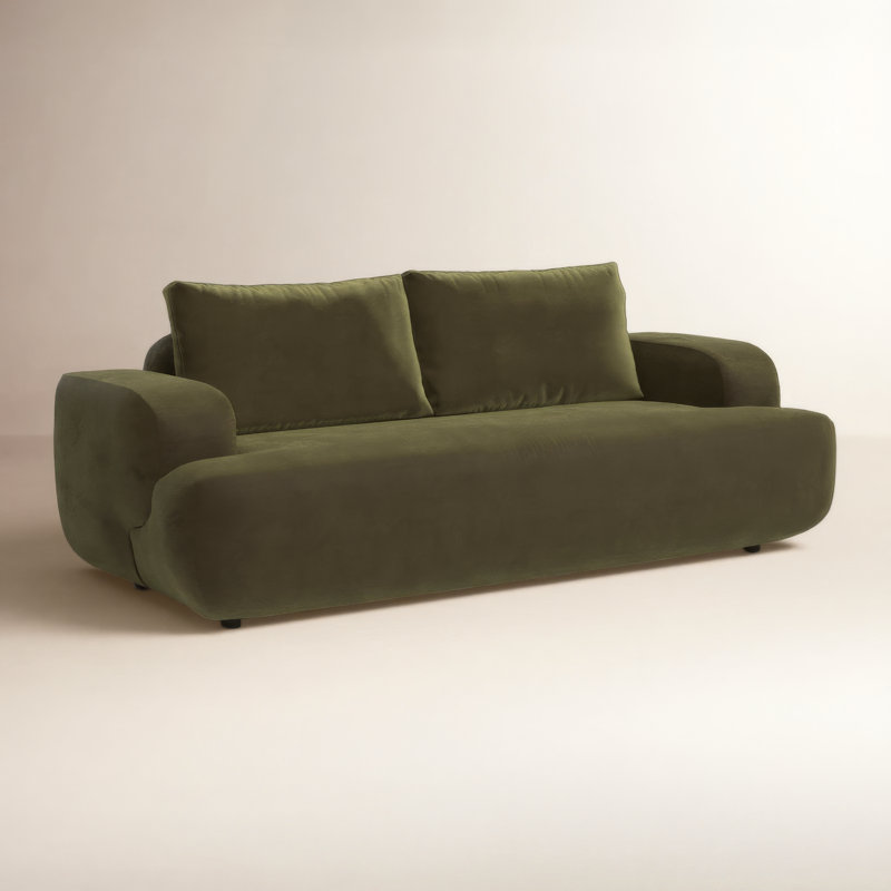 Fontaine Upholstered 90'' Sofa, Surrey Olive Cotton Blend