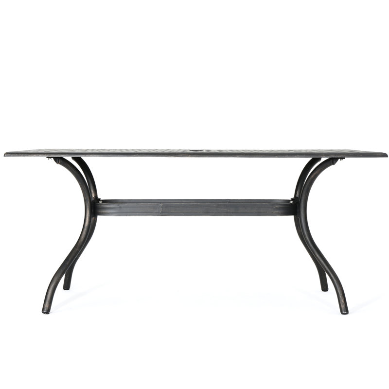 Finition en cuivre brillant 68 "Table rectangulaire en aluminium coulé pour table de patio, amélioration