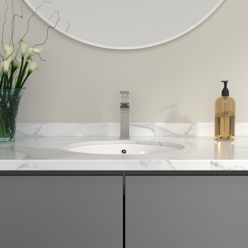18 Inch Undermount Bathroom Sink Oval Bathroom Sink White Ceramic Sink with Overflow