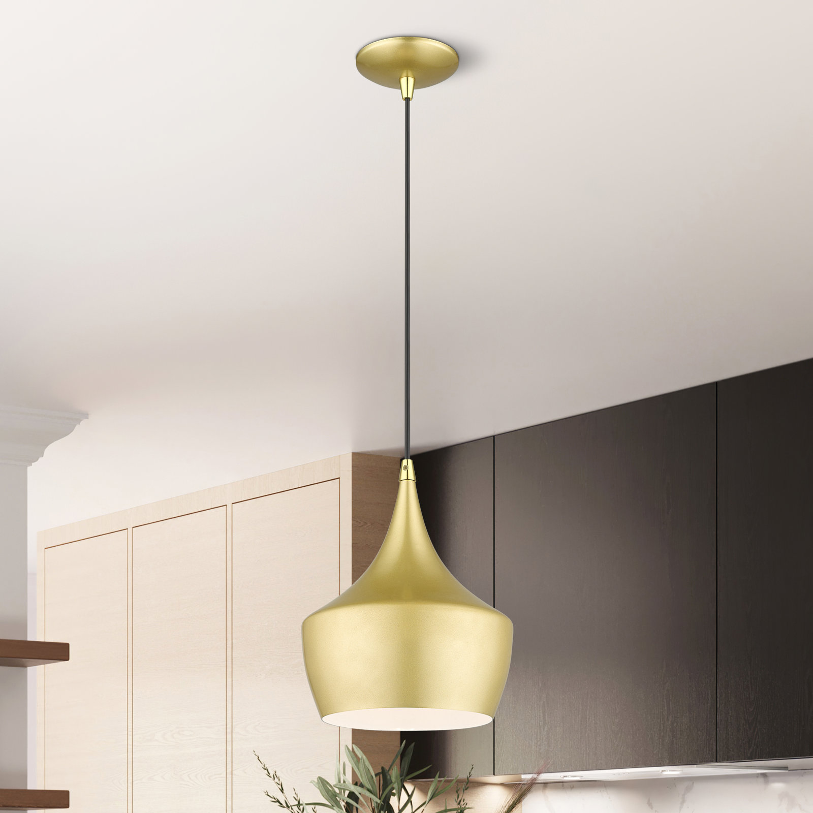 Schultz Dimmable Teardrop Single Light Pendant, Soft Gold