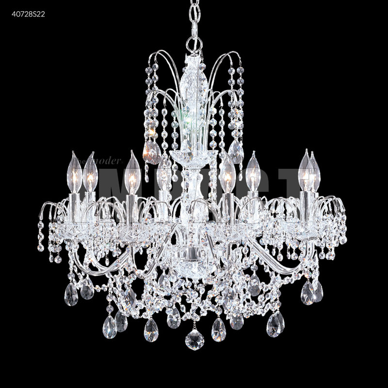 Regalia 8 - Light Chandelier, Silver, Swarovski Spectra, 25" H x 28" W x 28" D