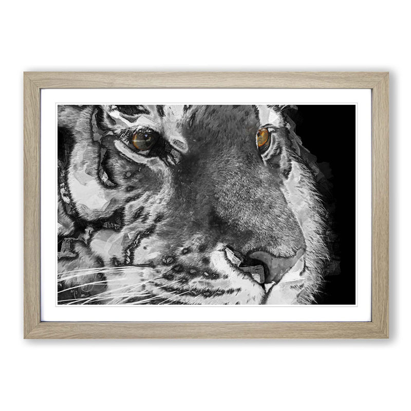 Eyes of the Tiger in Abstract - Picture Frame Graphic Art Print, 62cm H x 87cm W x 2cm D, Oak Framed