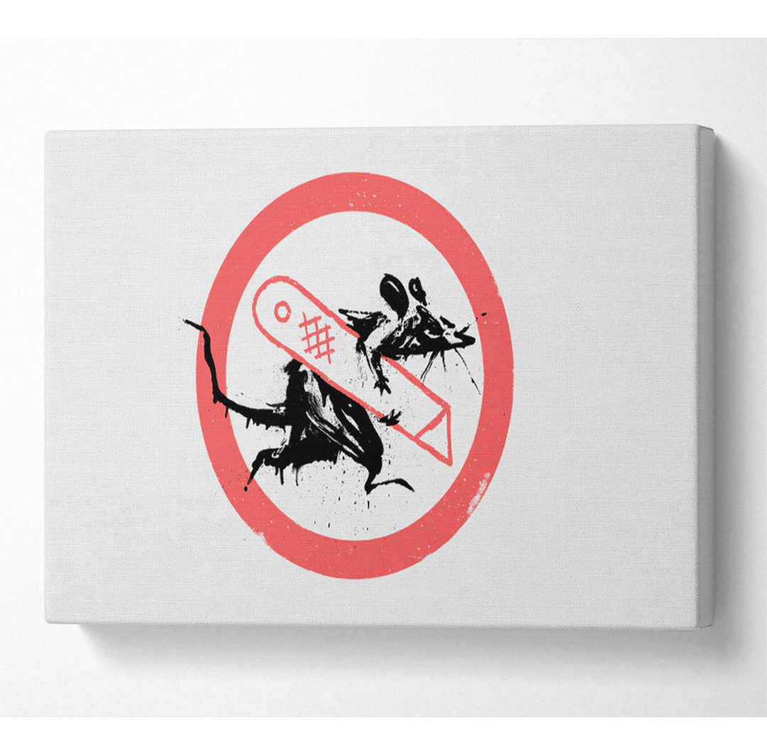 Banksy Grey Knife Rat - No Frame Kunstdrucke auf Leinwand