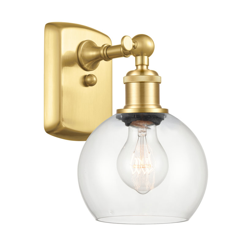 Shauna Armed Sconce, LED, Clear, Satin Gold