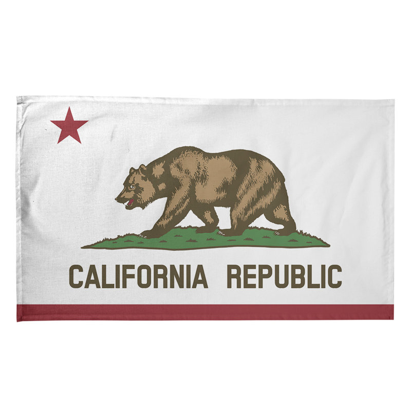 Serviette de thé avec drapeau california, Sergé de coton