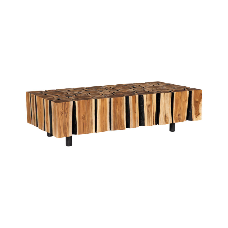 Boscage Contemporary 61'' Black and Brown Solid Wood Rectangular Coffee Table