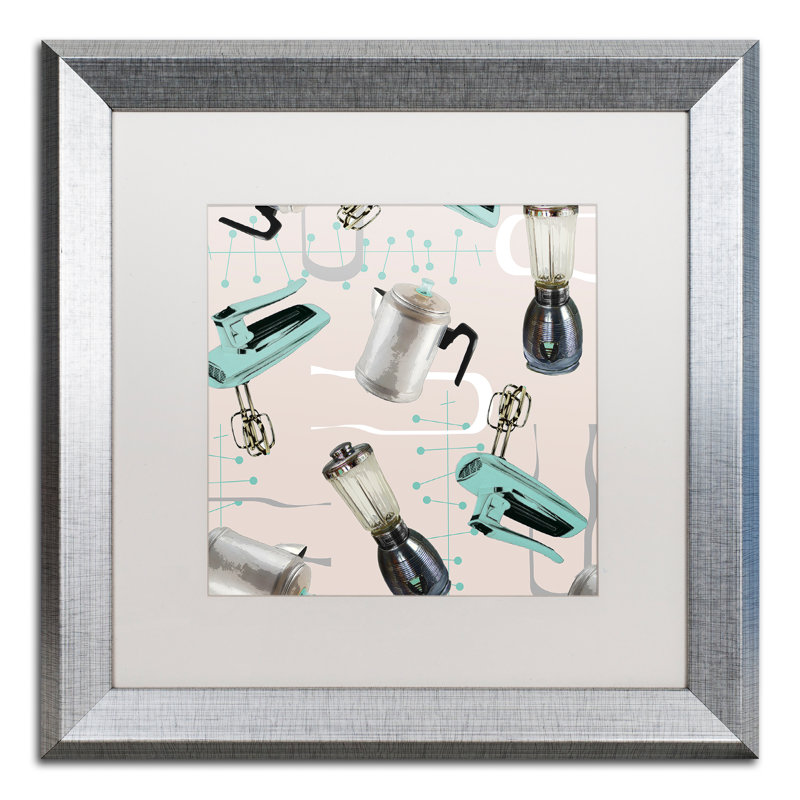 Jadaya «Fifties Patterns I» par Color Bakery, impression encadrée, Blanc, H 16 po x l 16 po x P 0,5 po