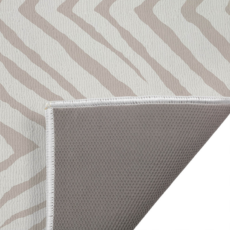 Tapis de toilette rectangulaire absorbant et antidérapant à rayures zébrées, Taupe