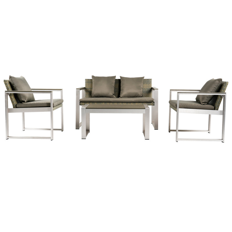 Canapé double en aluminium tissé en aluminium, Gris/argent