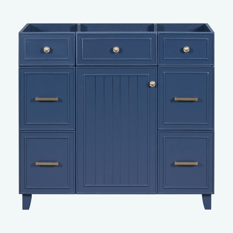 Meuble-lavabo 36 po sans lavabo, Bleu, Doré