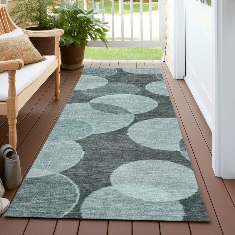 Machine Washable Indoor/Outdoor Chantille Teal Rug, Runner 2'3" x 7'6"
