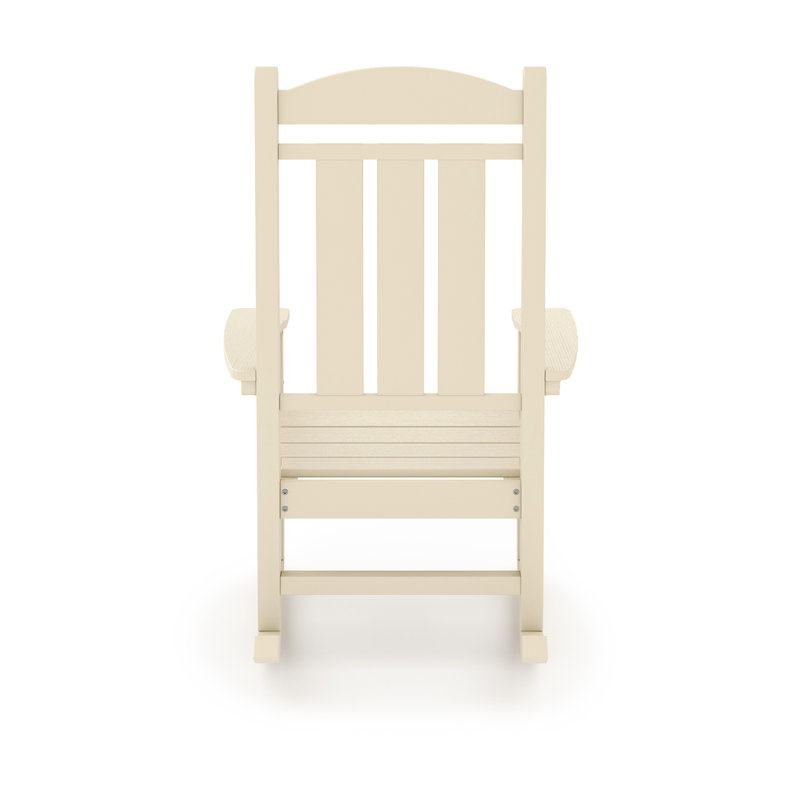 Fauteuil berçant beige - chaise longue d'extérieur en bois pour terrasse