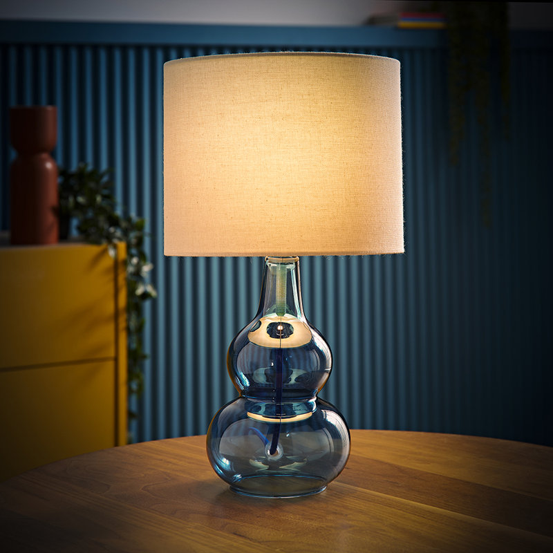 Glass Table Lamp, Blue, Yes