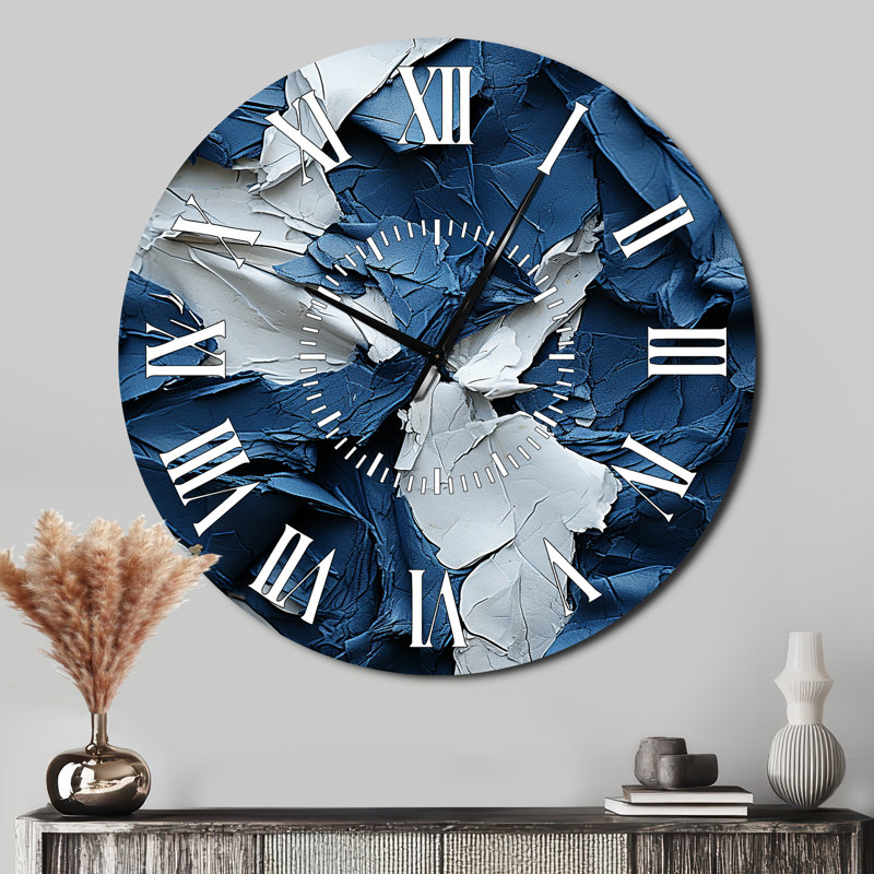 Horloge murale «Bliss Of Happiness In Aegean Blue» - Peinture abstraite, Surdimensionné