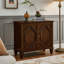 Buffet rétro en bois avec rangement, armoires de présentation géométriques symétriques, console média-129460628