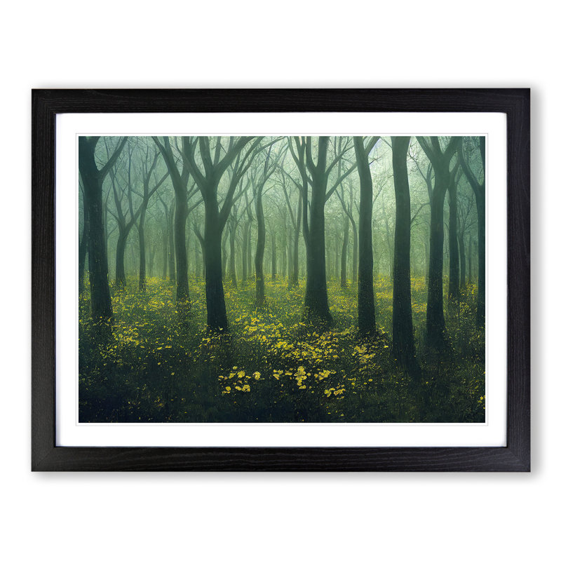 Creative Spring Forest - Single Picture Frame Print, Black, 46cm H x 64cm W x 2cm D