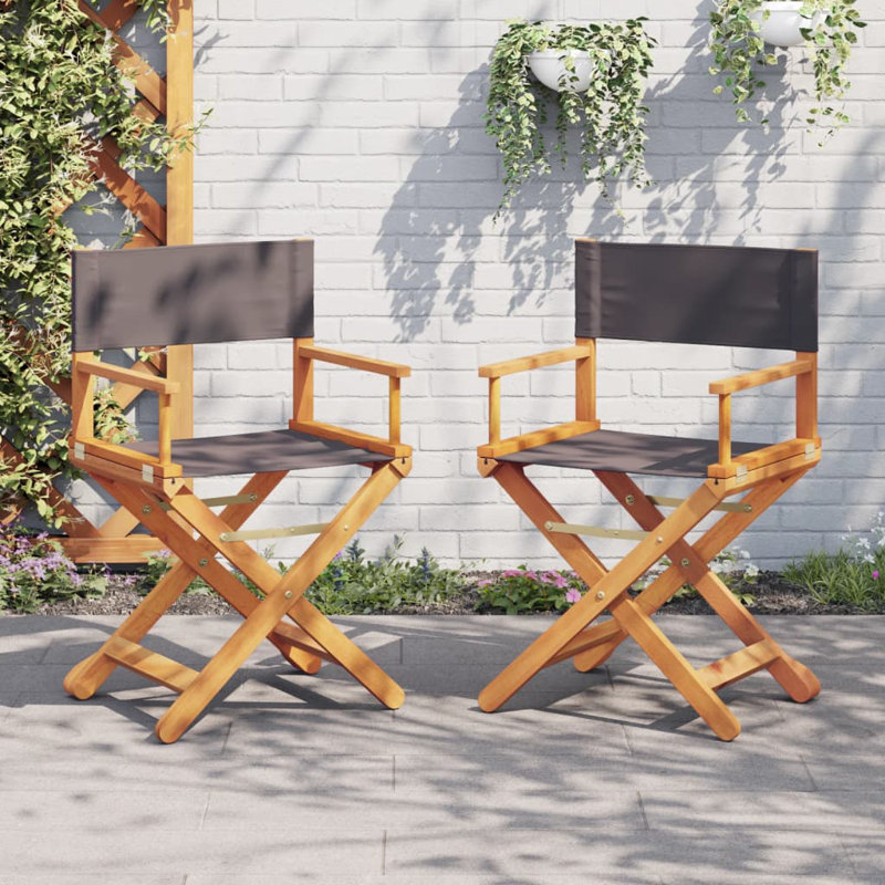 Montclus Folding Garden Chairs Dark Grey Fabric, Dark Grey