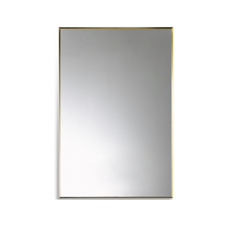 Elegant Sassi 24" Brushed Gold Aluminum Rectangular Vanity Mirror