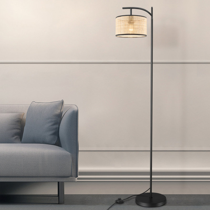 Alery 160cm Black Reading Floor Lamp Rustic Standing Light for Bedroom, Living Room, Reading