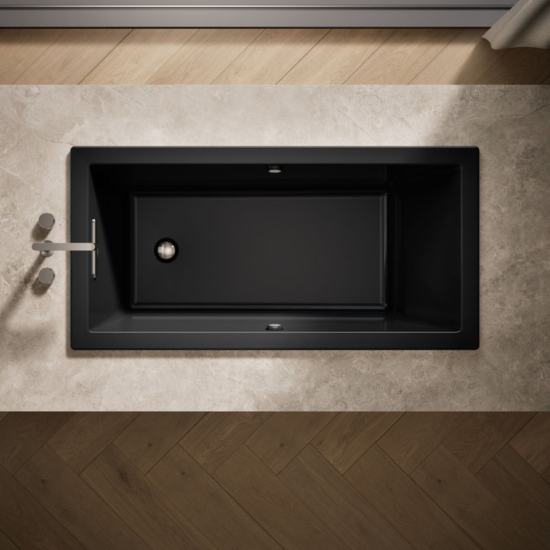 Underscore 60" x 30" Drop In Acrylic Bathtub with Heater, Black