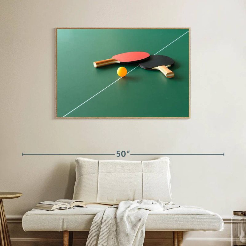 Pingpong Gear Set, Floating Frame Natural Wood, 40" X 27"