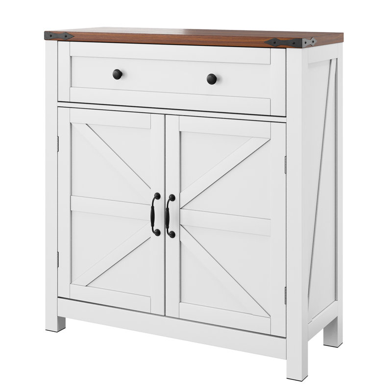 30'' Wide Office Cabinet Filing Credenza With Drawer And Adjustable Shelves, White