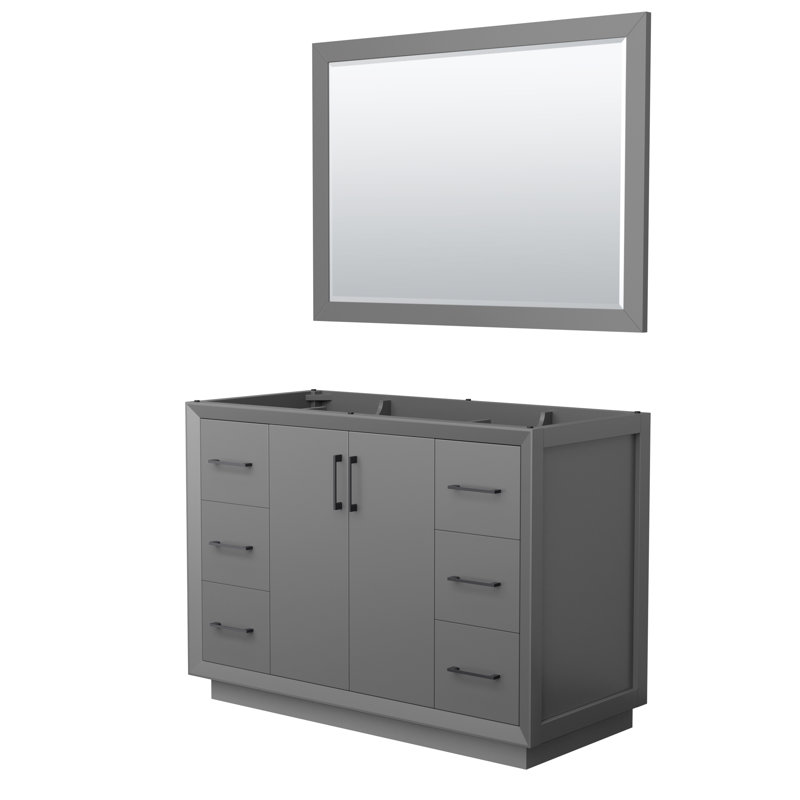 Strada 47.25'' Single Bathroom Vanity Base Only, Dark Gray/Black