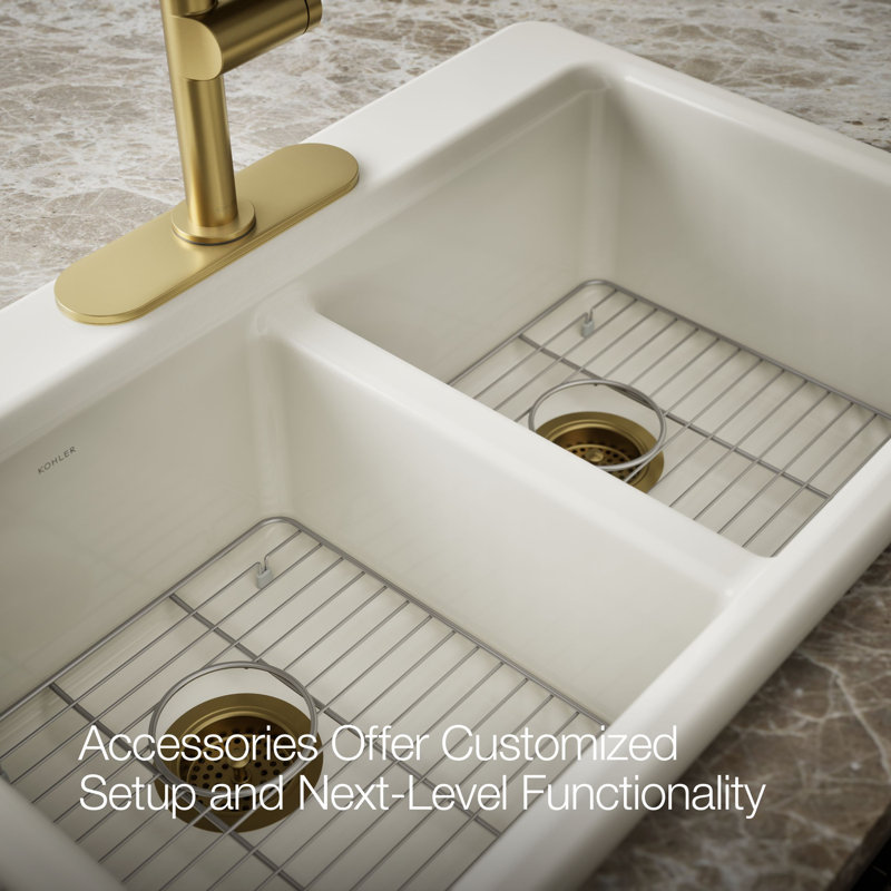 Riverby 33 In. Top-Mount Double-Bowl Kitchen Sink, 3 hole, Biscuit, Double-equal bowls
