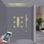 Système de douche thermostatique doré à téléphone contrôlé avec DEL et jets